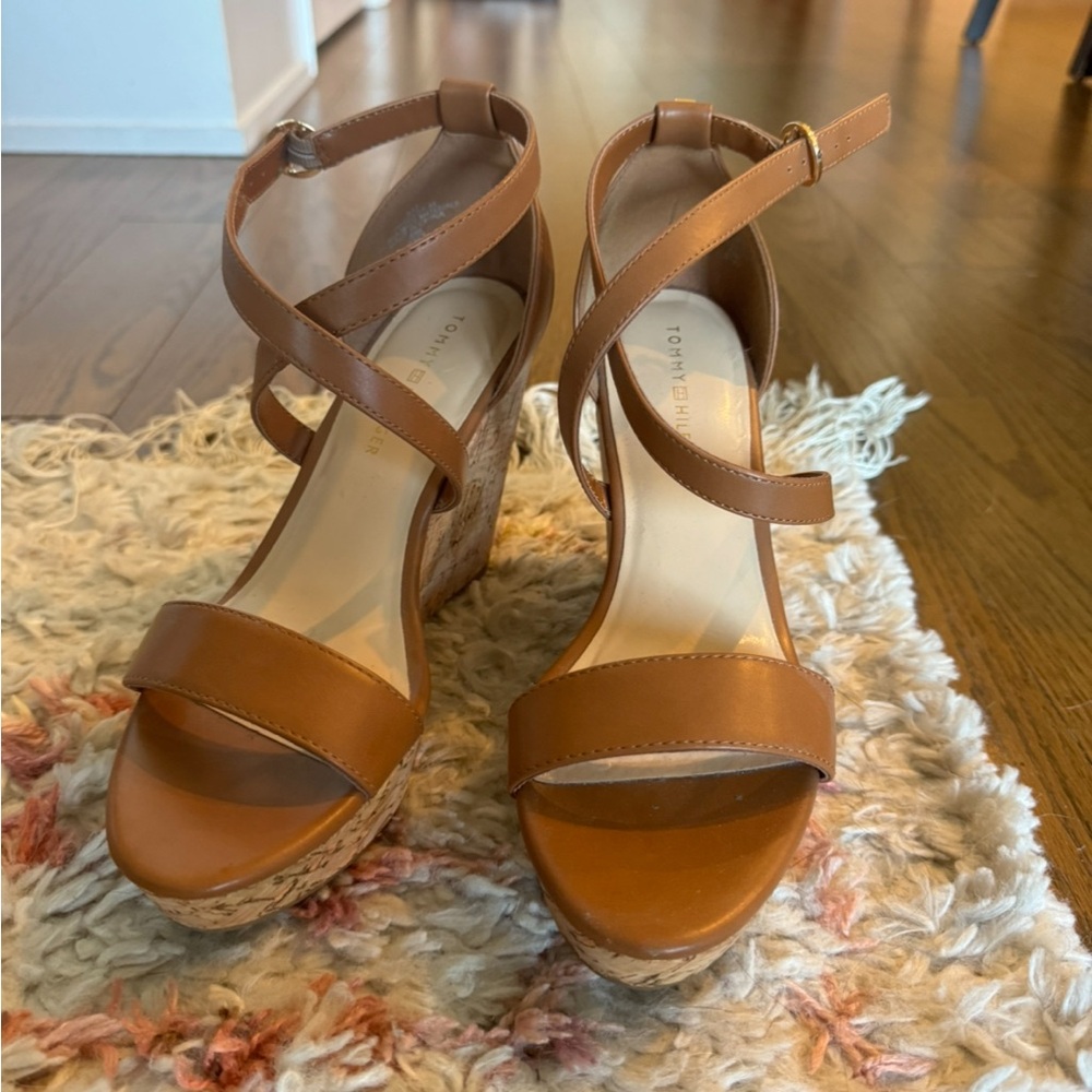 Tommy Hilfiger Tan Wedge Sandals